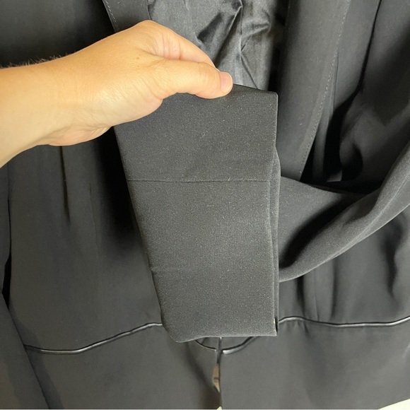 Eileen Fisher Open Front Blazer Silk Lined Black Womens L Quiet Luxury Preppy - Picture 11 of 16